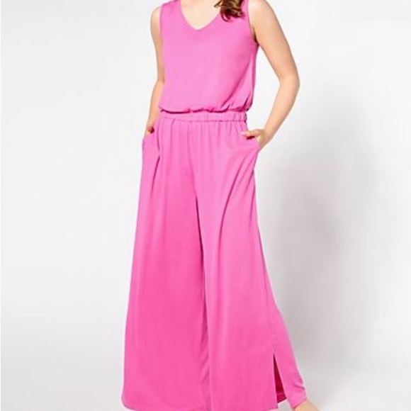 Pants - Wide-Leg Pink Sleeveless Jumpsuit